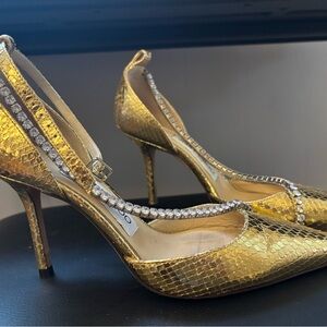 Elegant Jimmy Choo Gold Stiletto Heels